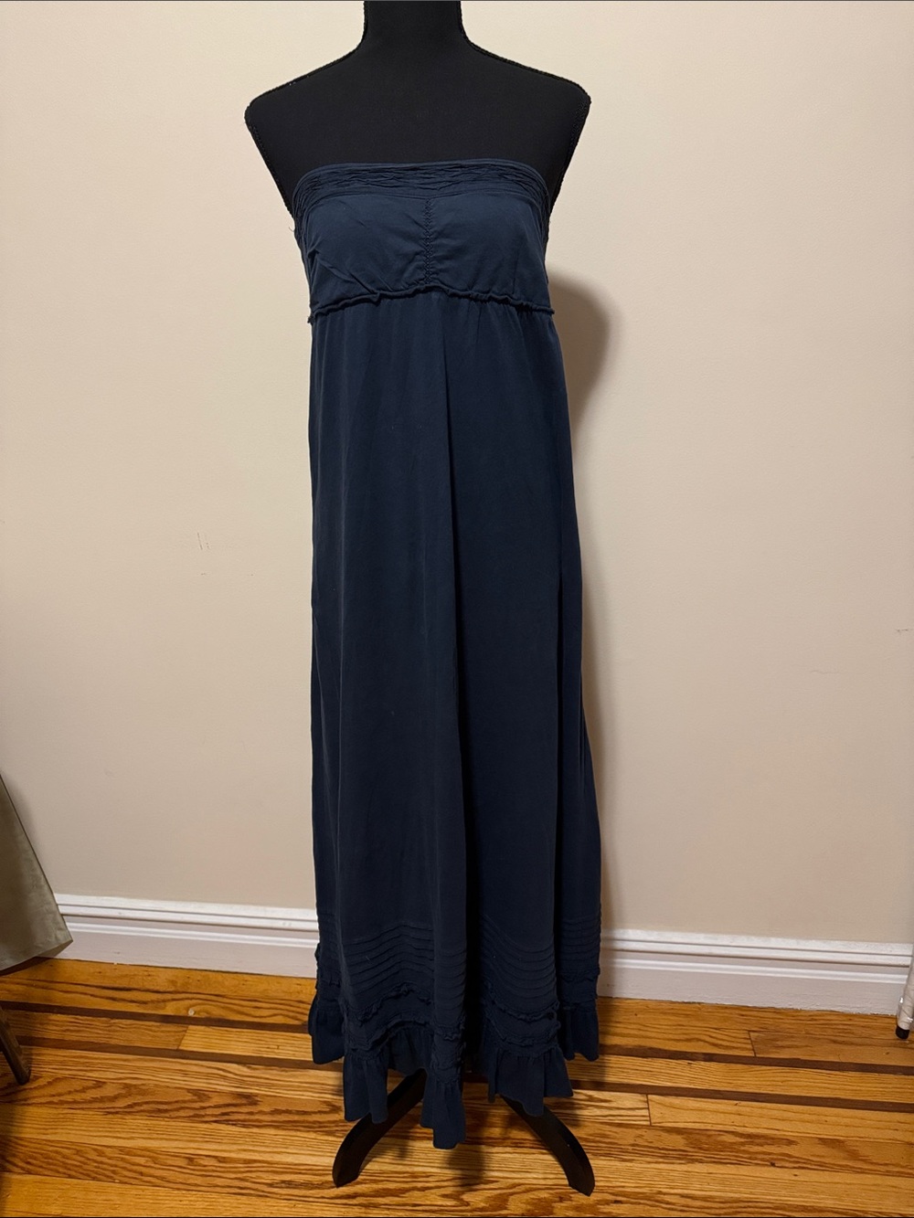 Superdry Strapless Navy Maxi Dress with Gathered Bust